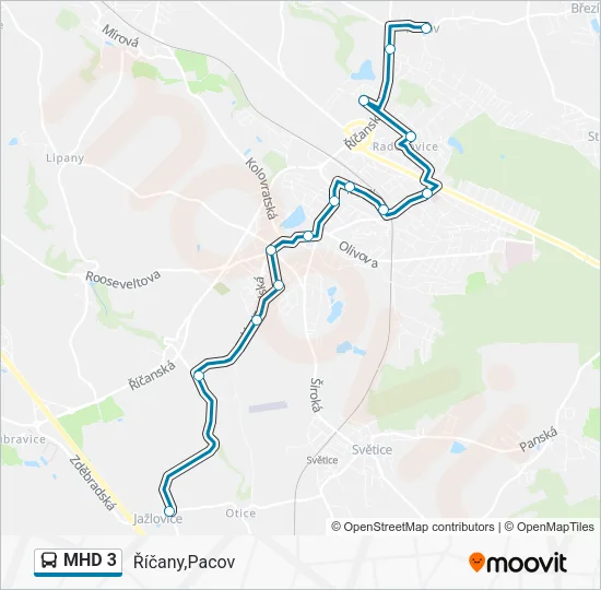 Автобус MHD 3: карта маршрута