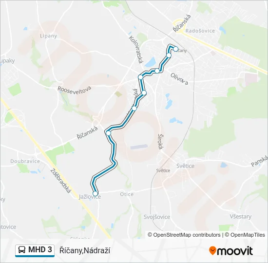 Автобус MHD 3: карта маршрута
