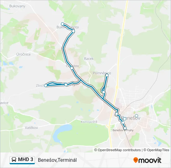 MHD 3 Bus Line Map