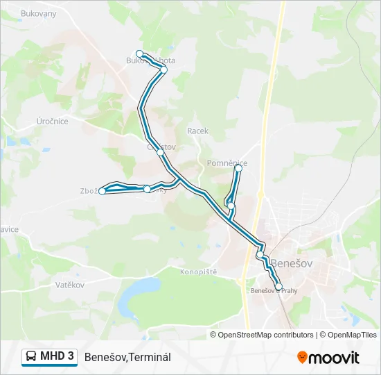 Автобус MHD 3: карта маршрута