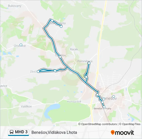 Автобус MHD 3: карта маршрута