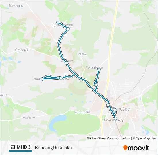 Автобус MHD 3: карта маршрута
