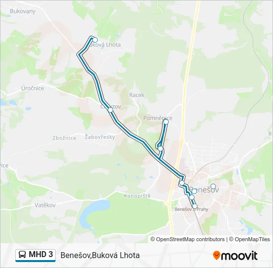 Автобус MHD 3: карта маршрута
