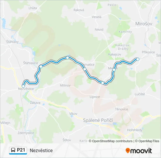 Автобус P21: карта маршрута