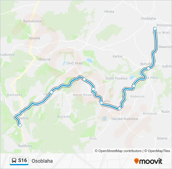 Автобус S16: карта маршрута