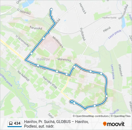 Автобус 434: карта маршрута