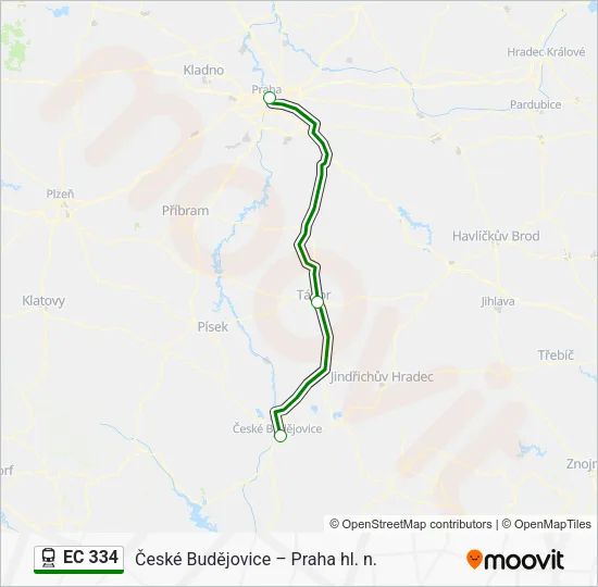 Поезд EC 334: карта маршрута