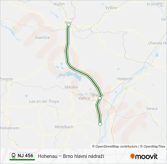 Поезд NJ 456: карта маршрута