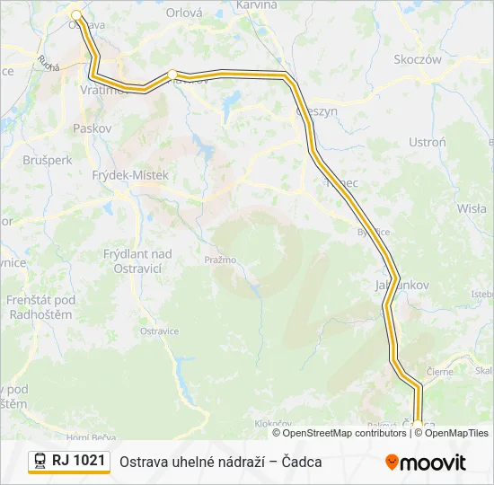 RJ 1021 Train Line Map