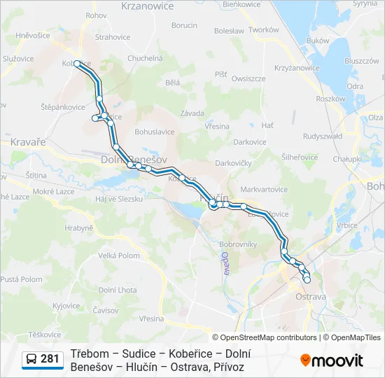 Автобус 281: карта маршрута