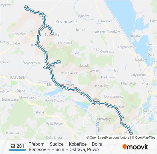 Автобус 281: карта маршрута