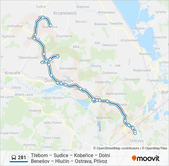 Автобус 281: карта маршрута