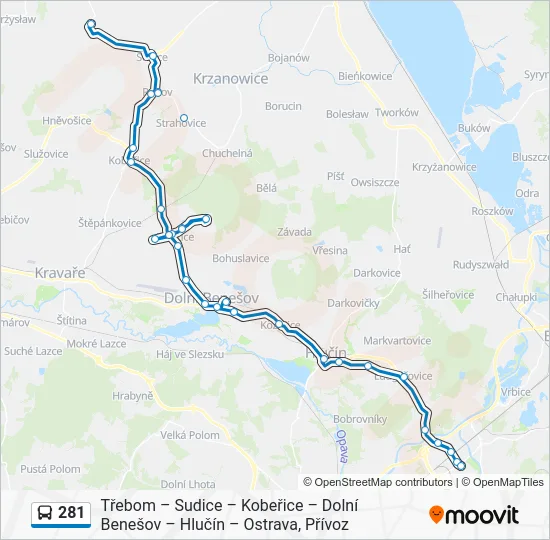 Автобус 281: карта маршрута