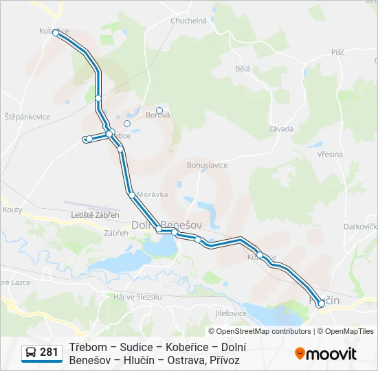 Автобус 281: карта маршрута