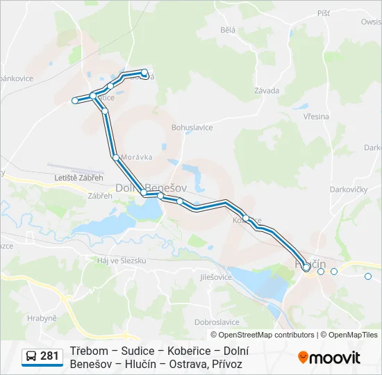 Автобус 281: карта маршрута