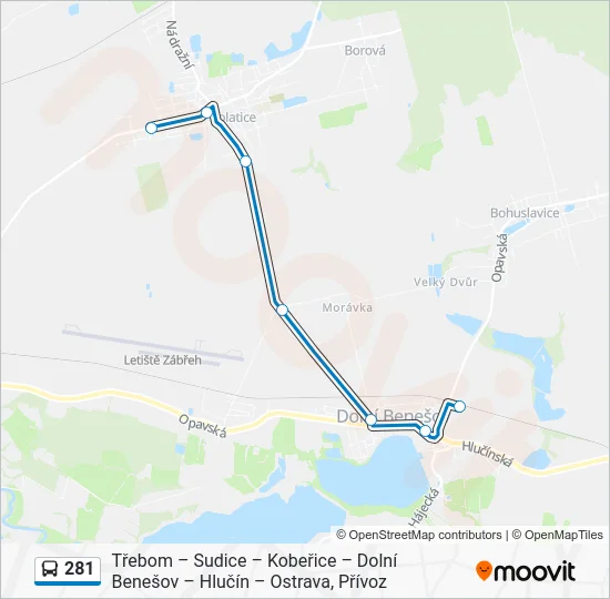 Автобус 281: карта маршрута