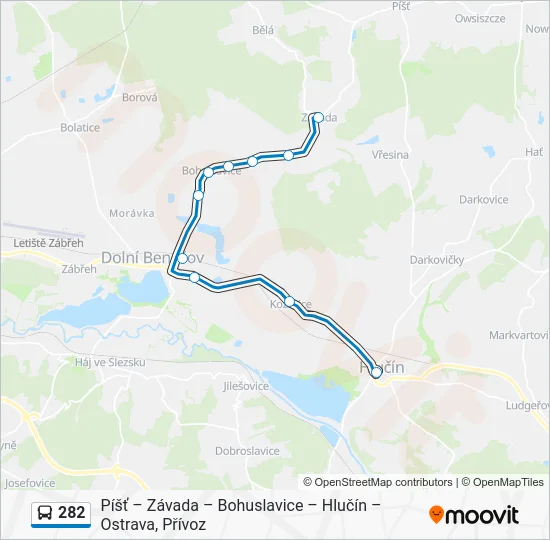 Автобус 282: карта маршрута