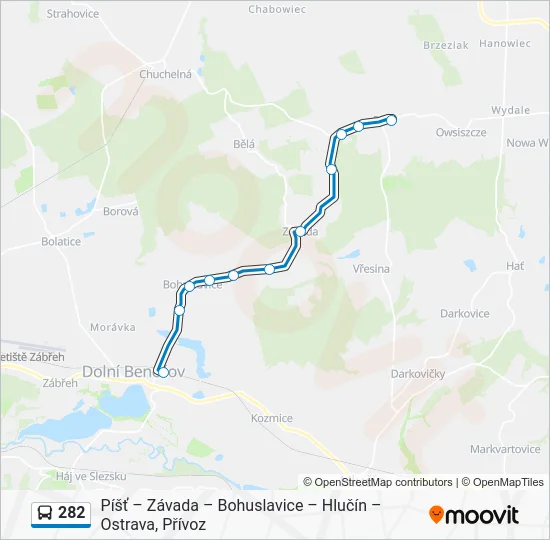 Автобус 282: карта маршрута