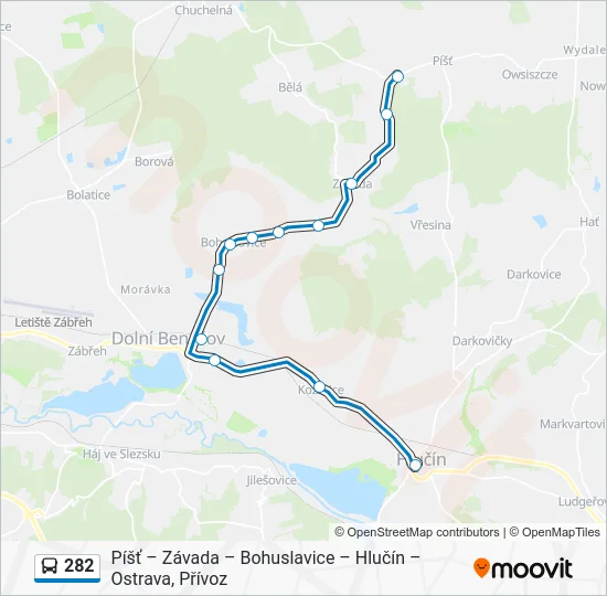 Автобус 282: карта маршрута