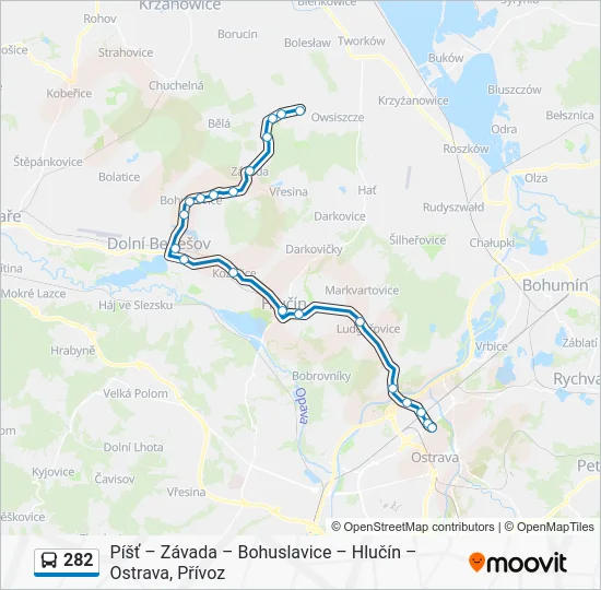 Автобус 282: карта маршрута