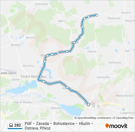 Автобус 282: карта маршрута