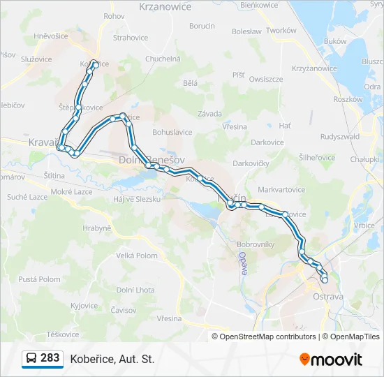 Автобус 283: карта маршрута