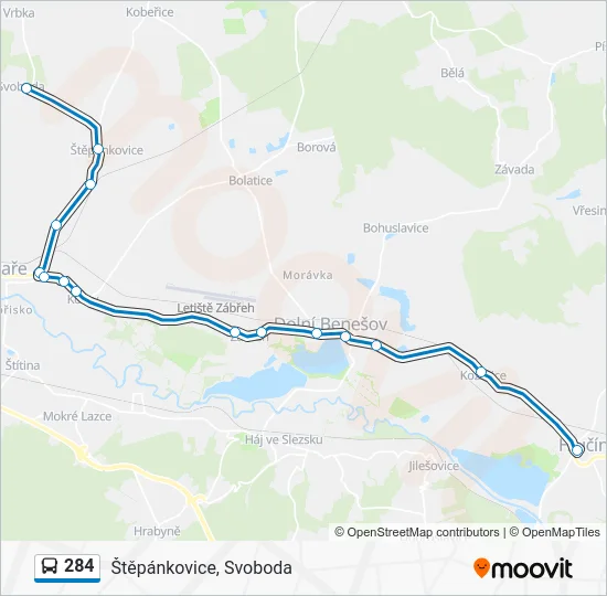Автобус 284: карта маршрута