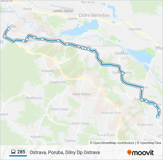 Автобус 285: карта маршрута