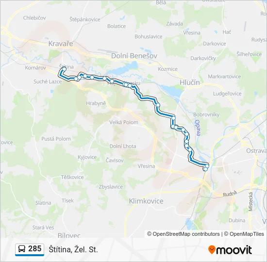 Автобус 285: карта маршрута