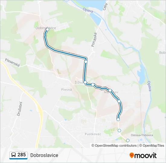 Автобус 285: карта маршрута