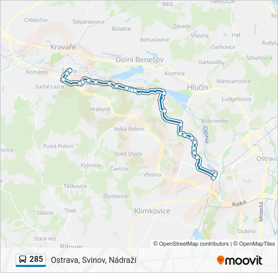Автобус 285: карта маршрута