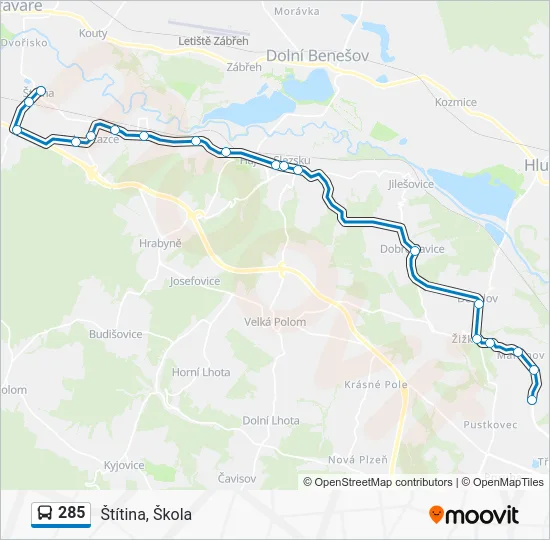 Автобус 285: карта маршрута