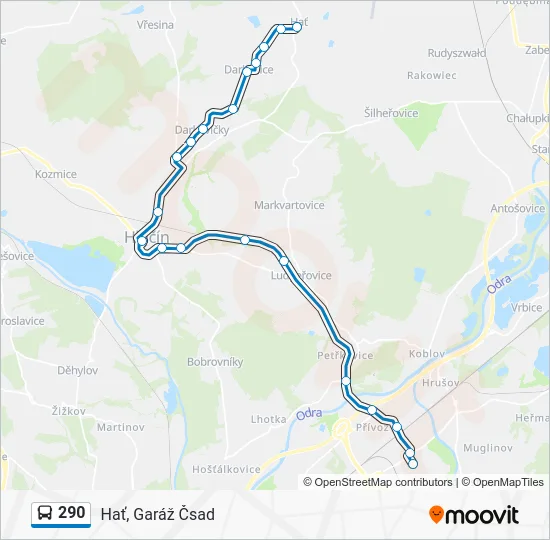 Автобус 290: карта маршрута
