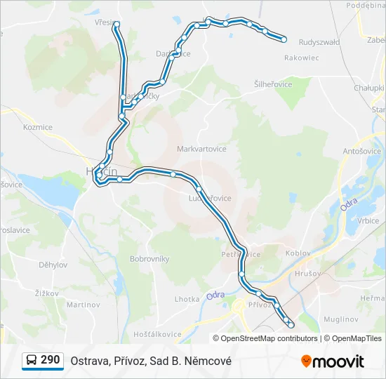 Автобус 290: карта маршрута
