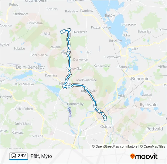 Автобус 292: карта маршрута