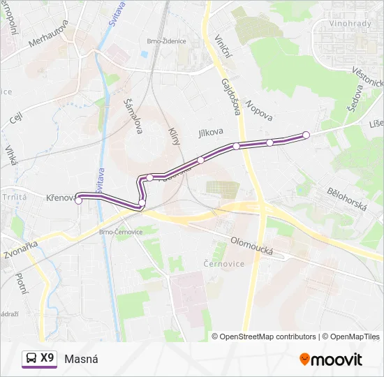 Автобус X9: карта маршрута