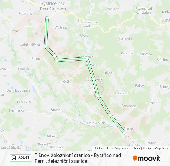 Автобус XS31: карта маршрута