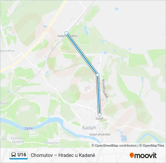 Автобус U16: карта маршрута