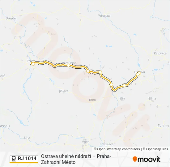 Поезд RJ 1014: карта маршрута