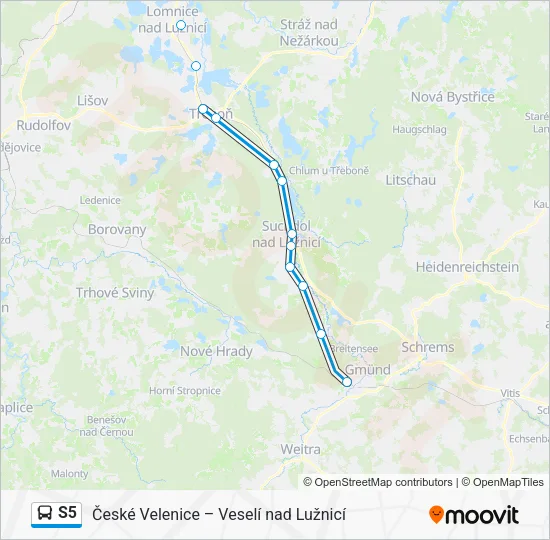 Автобус S5: карта маршрута