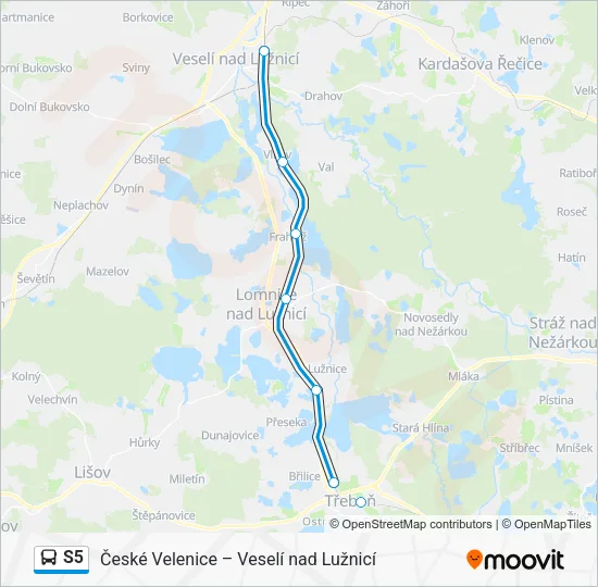 Автобус S5: карта маршрута