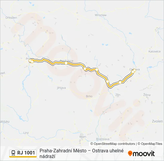 Поезд RJ 1001: карта маршрута