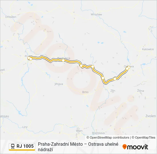 Поезд RJ 1005: карта маршрута