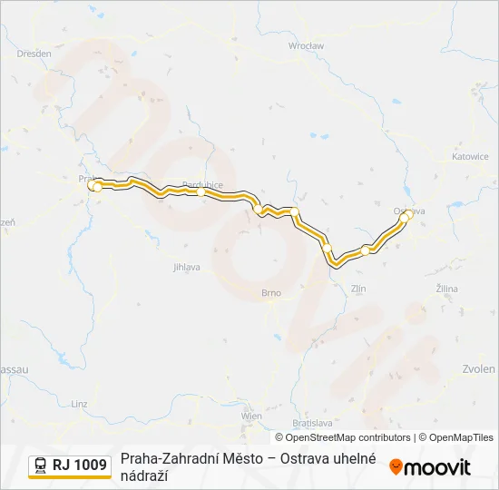 Поезд RJ 1009: карта маршрута