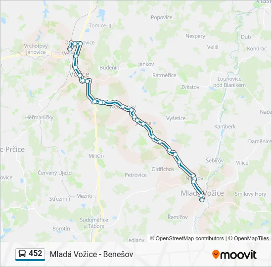 Автобус 452: карта маршрута