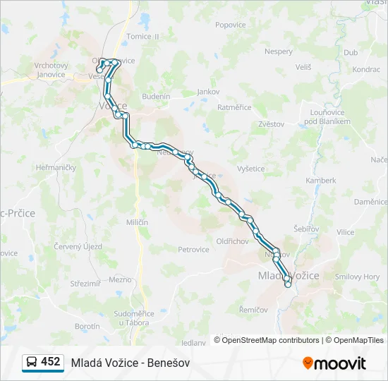 Автобус 452: карта маршрута