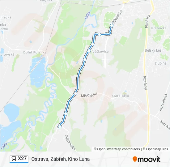 Автобус X27: карта маршрута