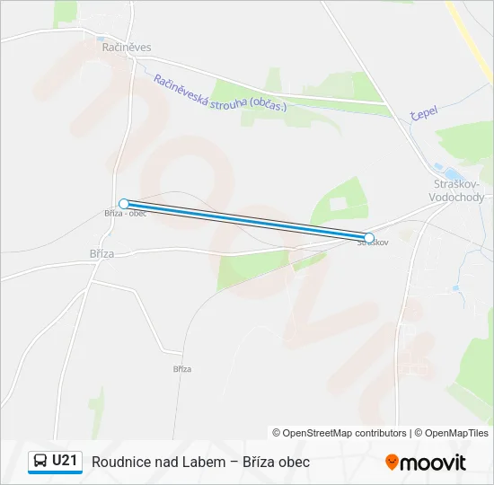 Автобус U21: карта маршрута