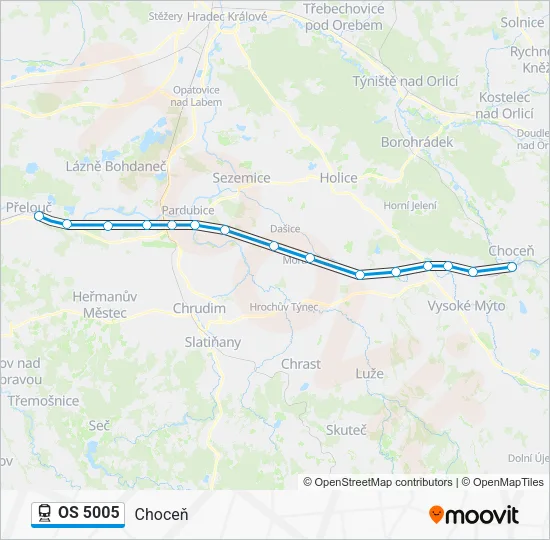 Поезд OS 5005: карта маршрута