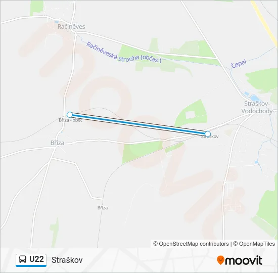 Автобус U22: карта маршрута